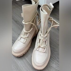 Cream High-Top Boots